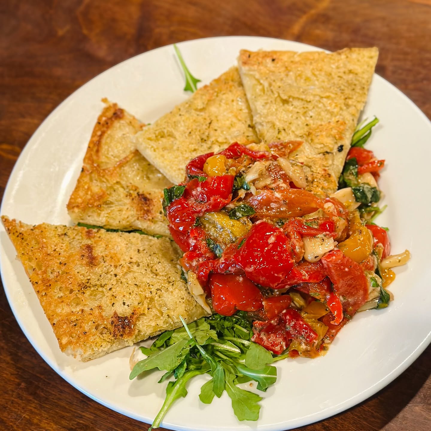 Peperonata with toasted flatbread